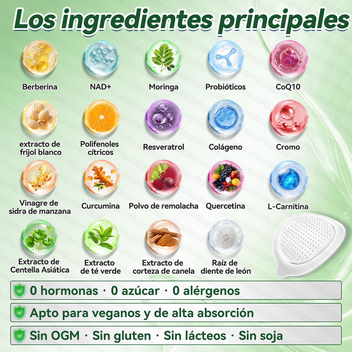 Tienda Oficial | 🍀🍀 GLORENDA® Moringa · Berberina × NAD+ Parche nano de microneedles avanzado 10-en-1(Solo una vez al día, cambios visibles en 7 días)✅ Para la obesidad, piel flácida, diabetes, apnea del sueño, problemas articulares y más.